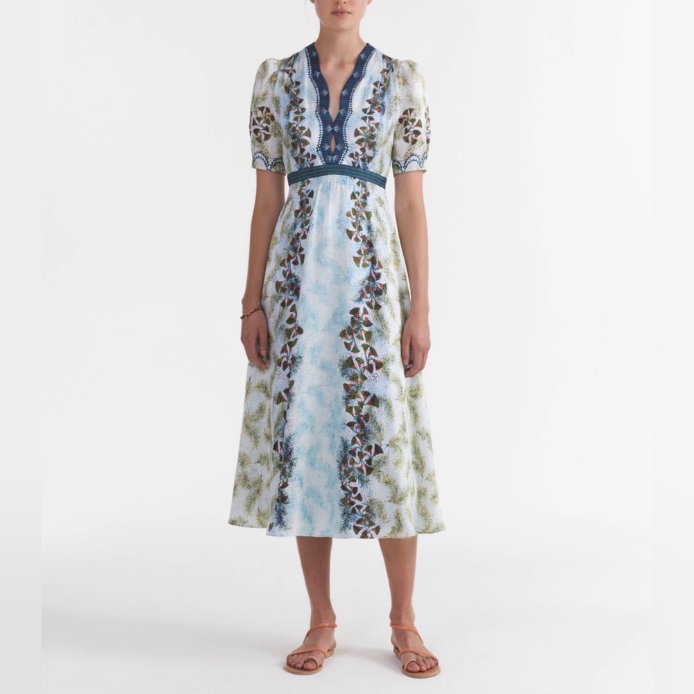 Saloni Tabitha Silk Midi Dress, Size US0, NWOT